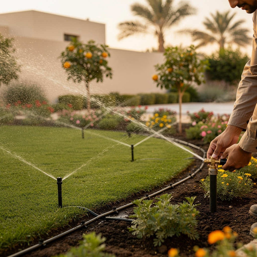 مشتل الرحاب للنباتات - نظام ري أوتوماتيكي احترافي وحديقة مرويّة جميلة في الرياض