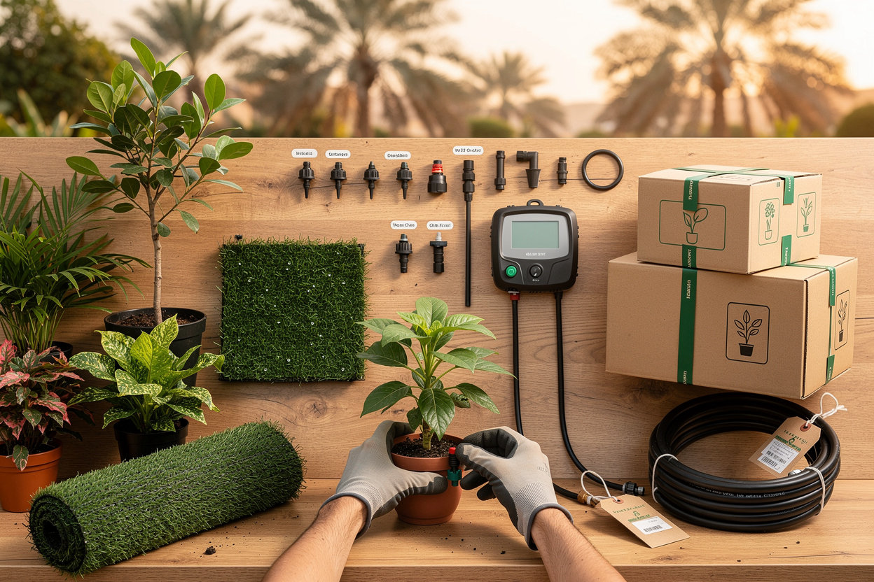 مشتل الرحاب للنباتات - حديقة خضراء جميلة مع نباتات صحية وشبكات ري احترافية في الرياض